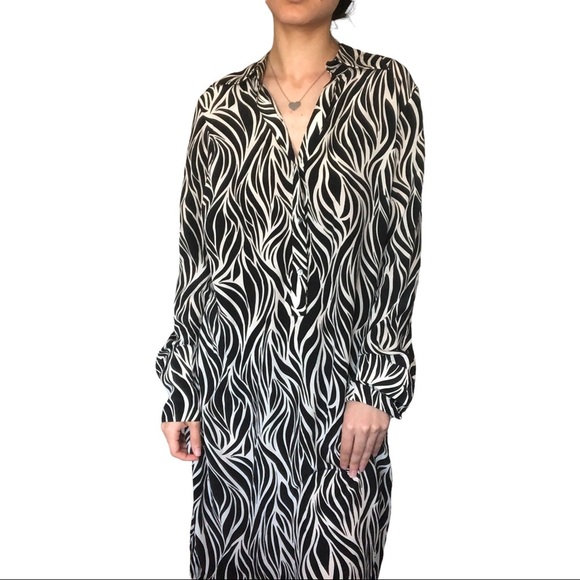 NINE WEST Silk Zebra-Print shirt Dress - Picture 7 of 16